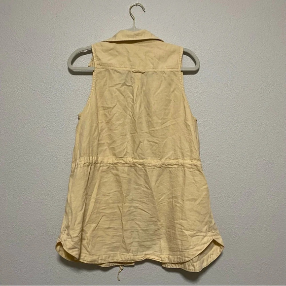 Free People Pale Yellow Button Front Tie Waist Vest Jacket - Picture 6 of 9
